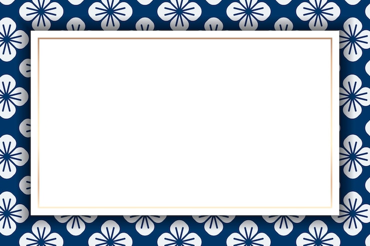 Vector Gratis gold frame on japanese seamless pattern 