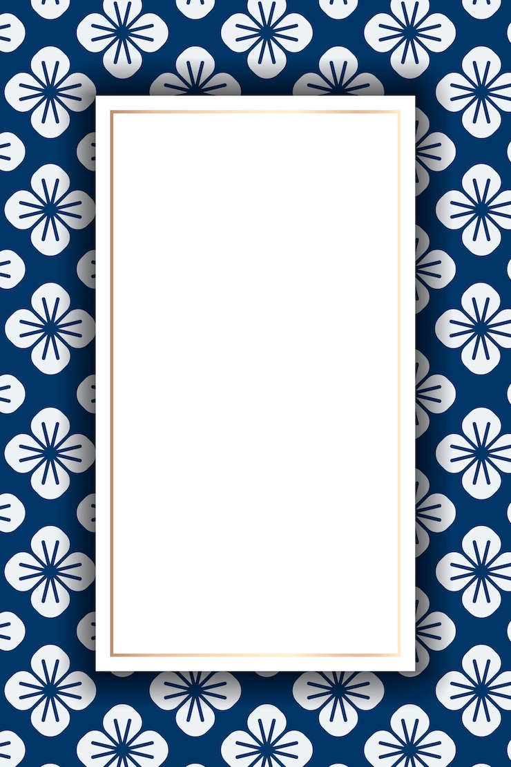 Vector Gratis gold frame on japanese seamless pattern 