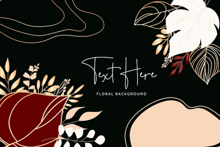 Vector Gratis gold monoline leaves floral background template
