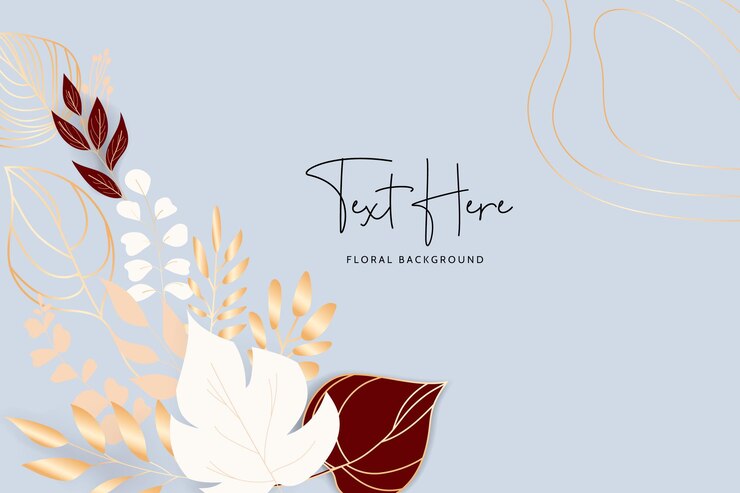 Vector Gratis gold monoline leaves floral background template