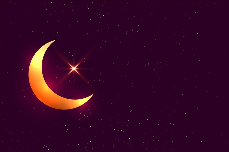 Vector Gratis golden and shiny crescent moon background with sparkle effect