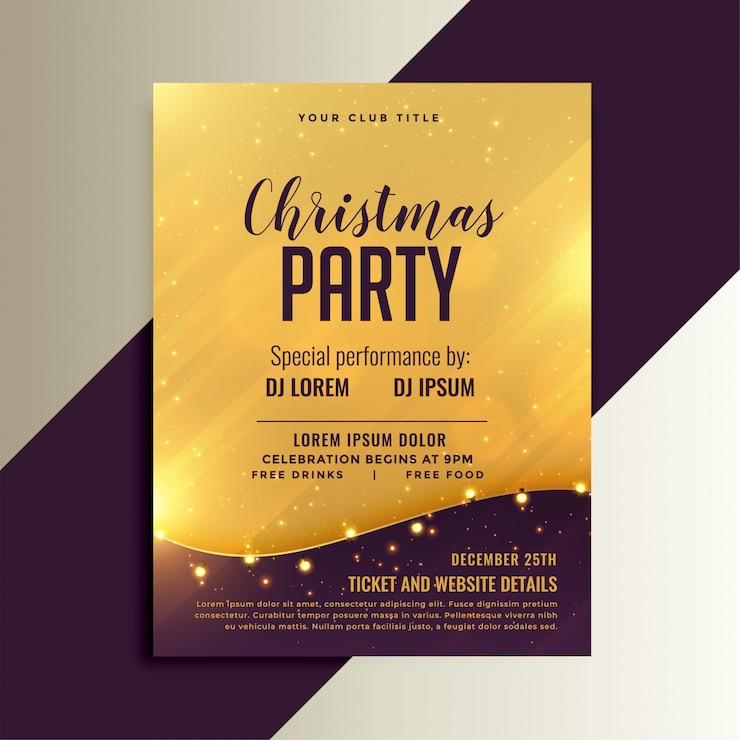 Vector Gratis golden christmas shiny flyer with lights decoration
