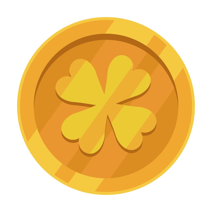 Vector Gratis golden coin with clover icon