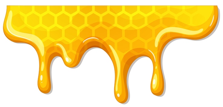 Vector Gratis golden honey dripping from honeycomb