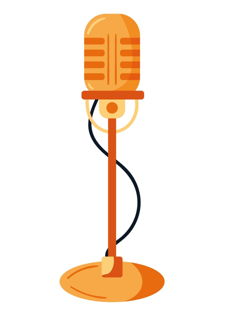 Vector Gratis golden retro microphone