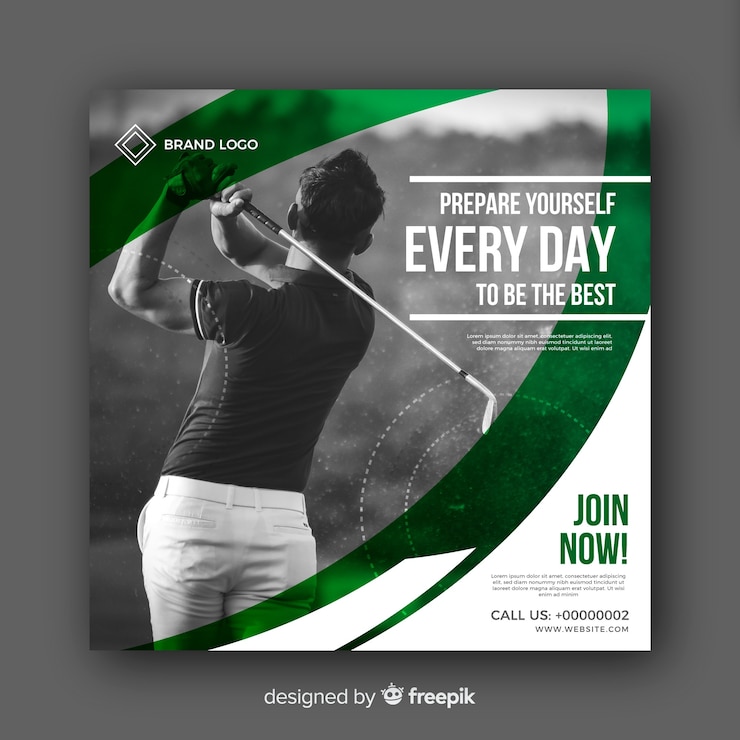 Vector Gratis golf athlete banner with photo