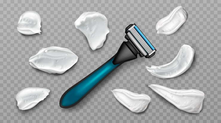Vector Gratis goresan busa cukur dan set pisau cukur pengaman