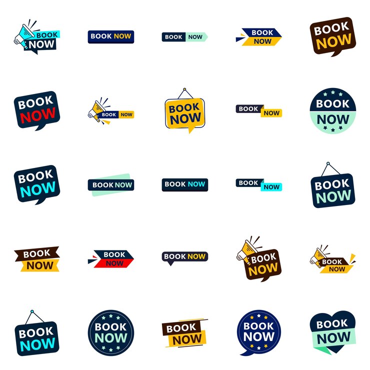 Vector Gratis grab customers attention with our pack of 25 book now banners