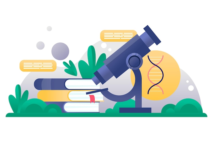 Vector Gratis gradient biotechnology concept with microscope