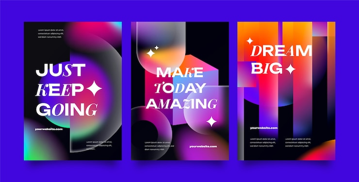 Vector Gratis gradient blurred  cards set