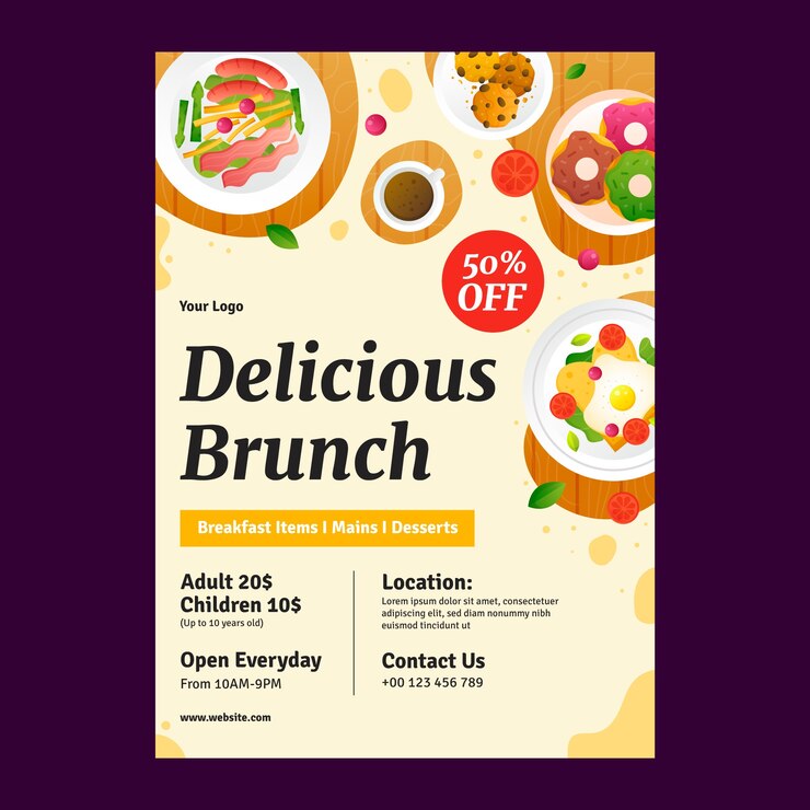 Vector Gratis gradient breakfast and brunch poster design