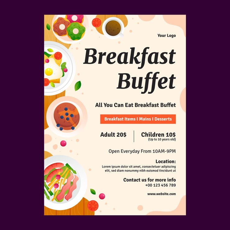 Vector Gratis gradient breakfast and brunch poster design