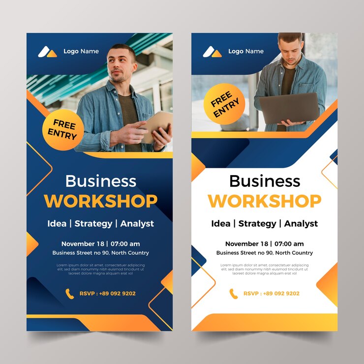 Vector Gratis gradient business workshop vertical banners set