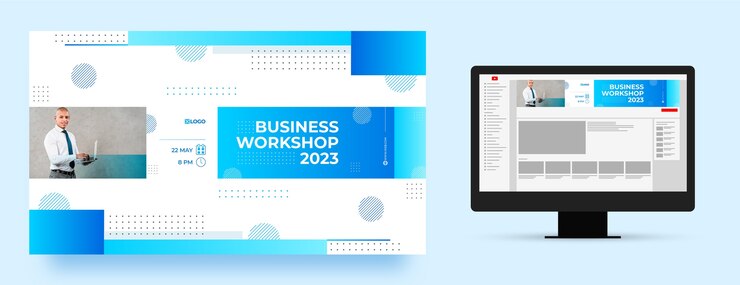 Vector Gratis gradient business workshop youtube channel art