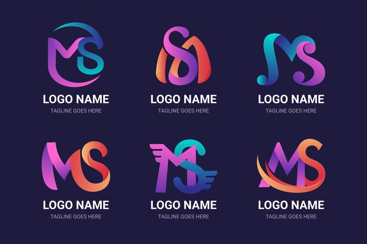 Vector Gratis gradient colored ms logos set