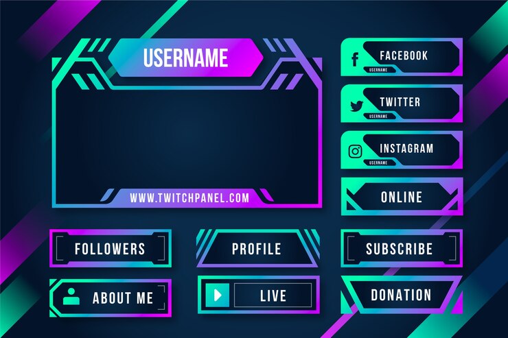 Vector Gratis gradient colored twitch panels pack