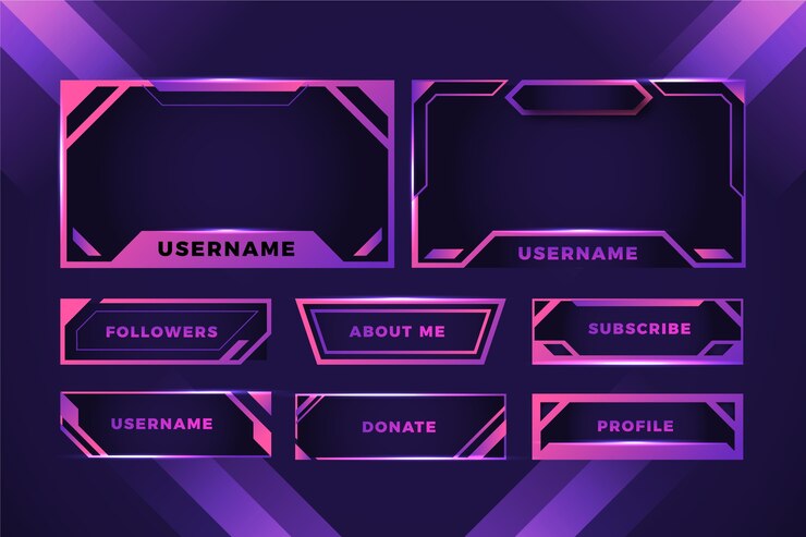 Vector Gratis gradient colored twitch panels pack
