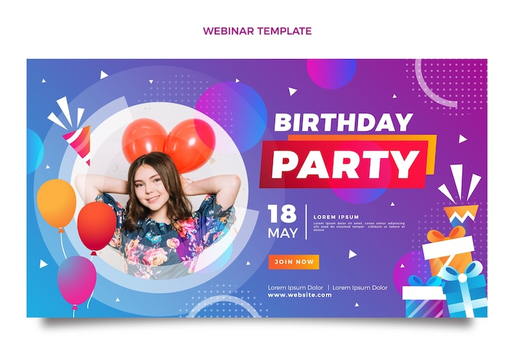 Vector Gratis gradient colorful birthday webinar