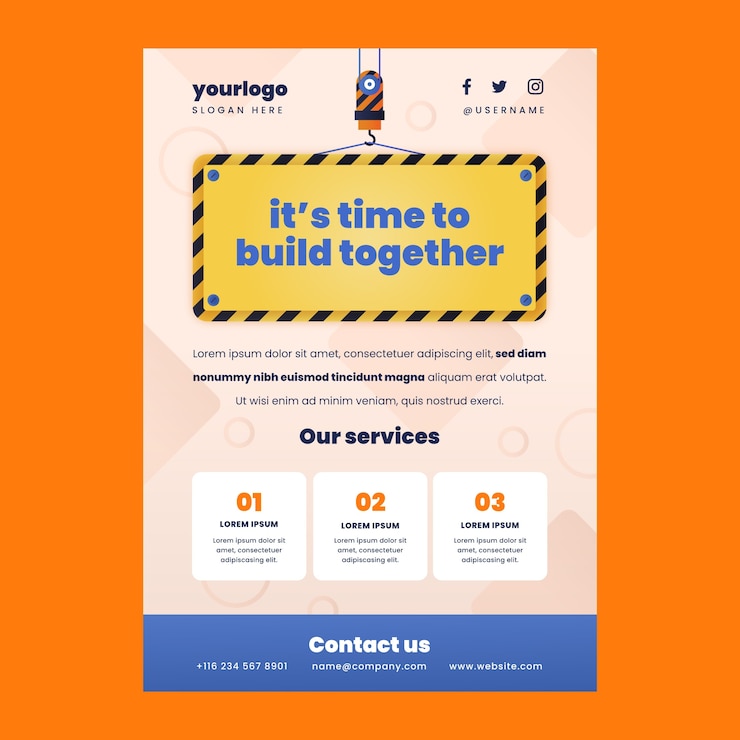 Vector Gratis gradient construction poster template