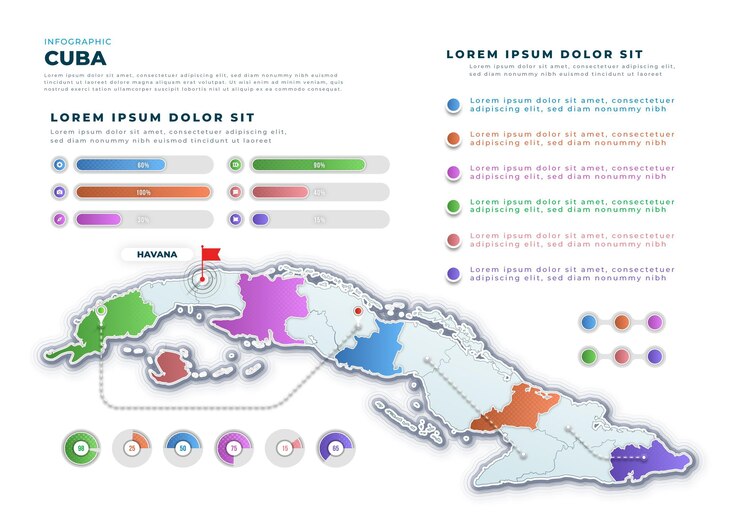 Vector Gratis gradient cuba map infographic