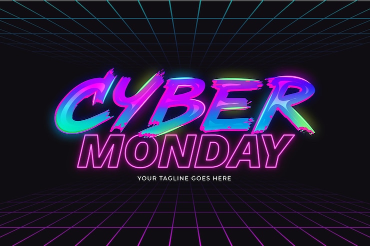 Vector Gratis gradient cyber monday neon lettering