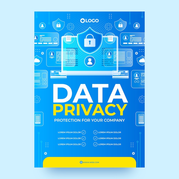 Vector Gratis gradient data privacy vertical poster template