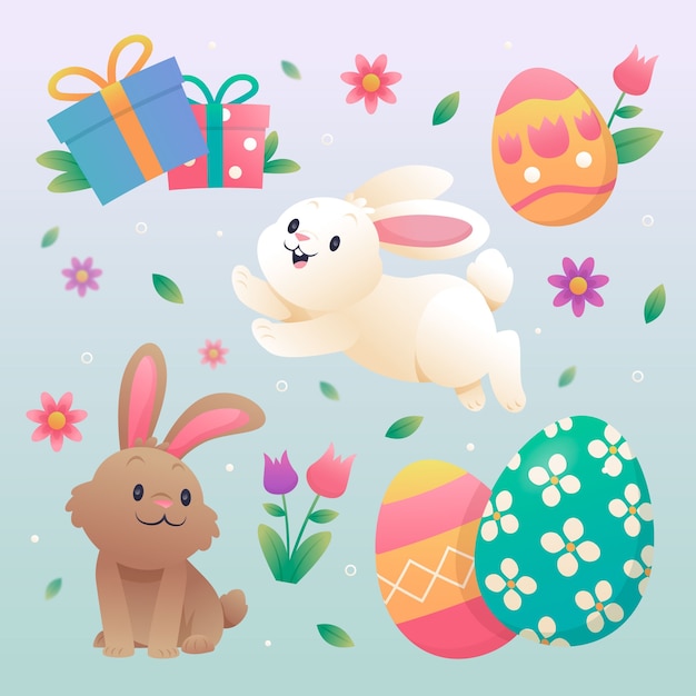 Gradient design elements collection for easter holiday
