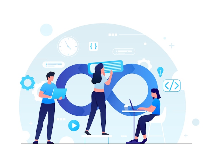 Vector Gratis gradient devops illustration