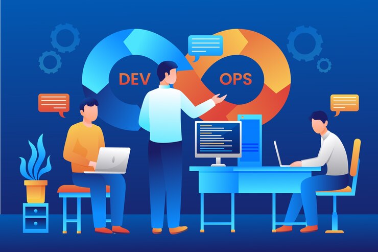 Vector Gratis gradient devops illustration