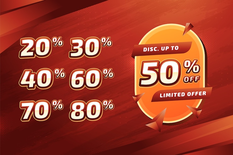 Vector Gratis gradient discount numbers set