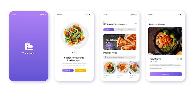 Vector Gratis gradient food businesses app template