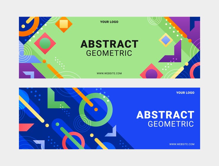 Vector Gratis gradient geometric pattern horizontal banner