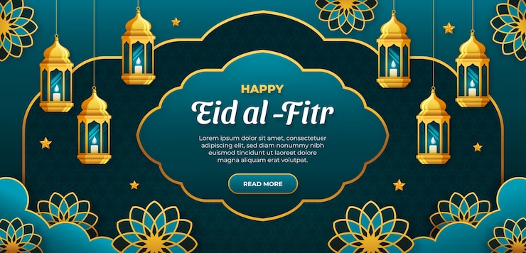 Vector Gratis gradient horizontal banner template for eid al-fitr celebration