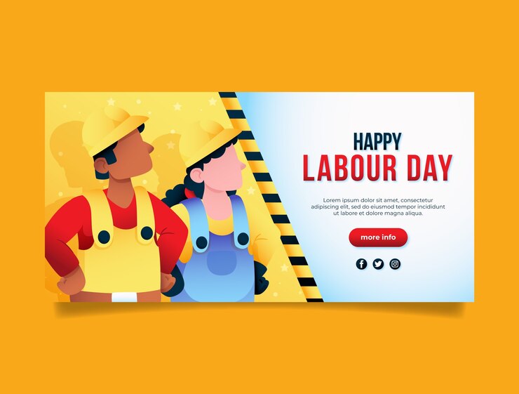 Vector Gratis gradient horizontal banner template for labor day celebration
