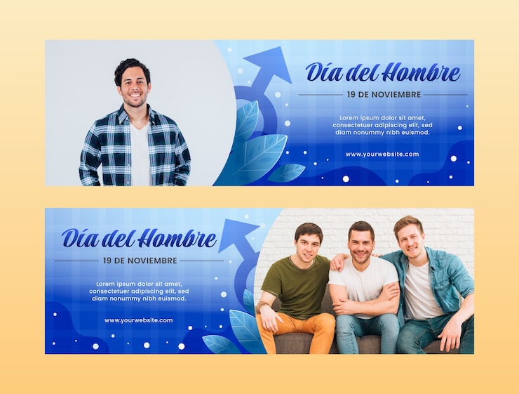 Vector Gratis gradient horizontal banner template for man's day celebration in spanish