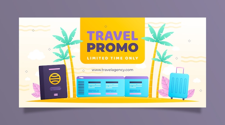 Vector Gratis gradient horizontal sale banner template for travel agency business