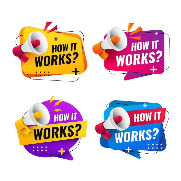 Vector Gratis gradient how it works badges