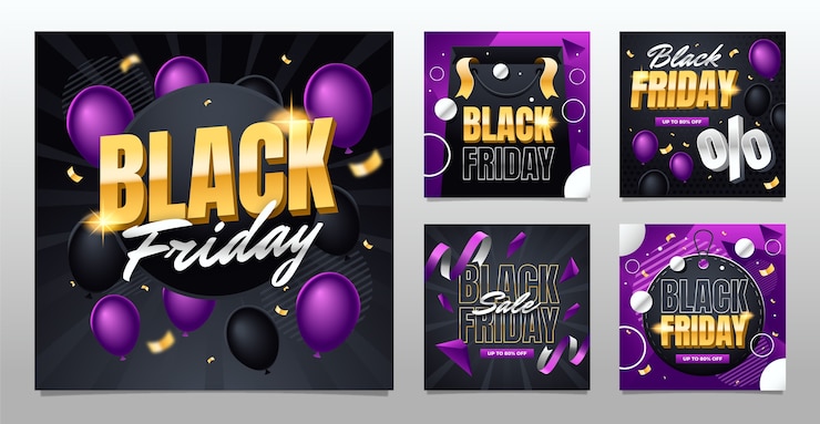 Vector Gratis gradient instagram posts collection for black friday sales
