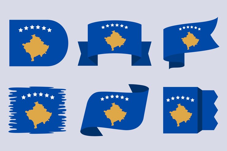 Vector Gratis gradient kosovo flags set