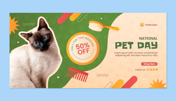 Vector Gratis gradient national pet day horizontal sale banner template