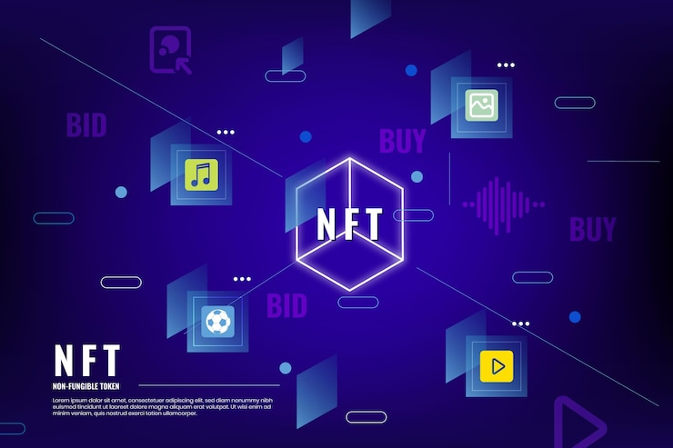 Vector Gratis gradient non fungible token concept