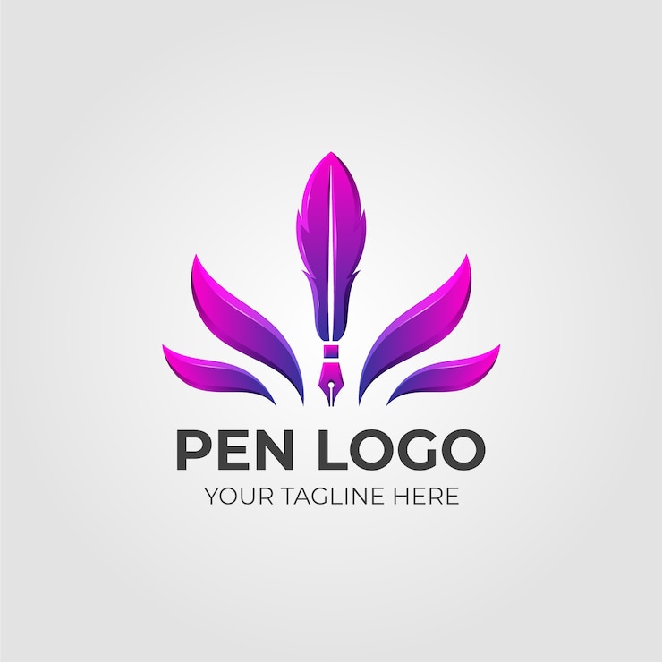 Vector Gratis gradient quill pen logo with tagline template
