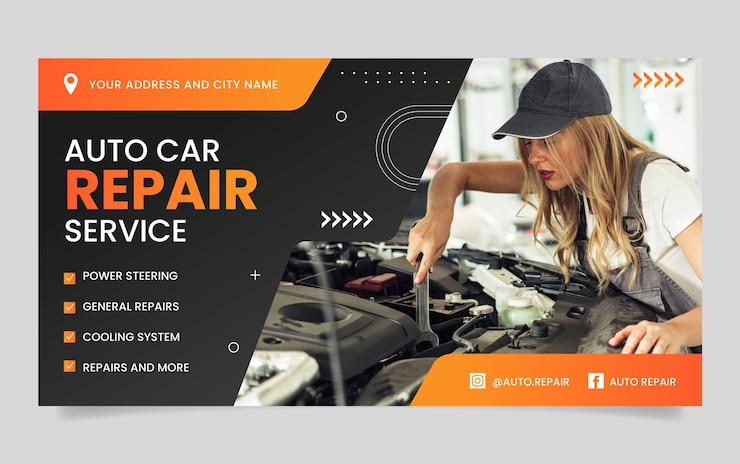 Vector Gratis gradient repair shop business social media promo template