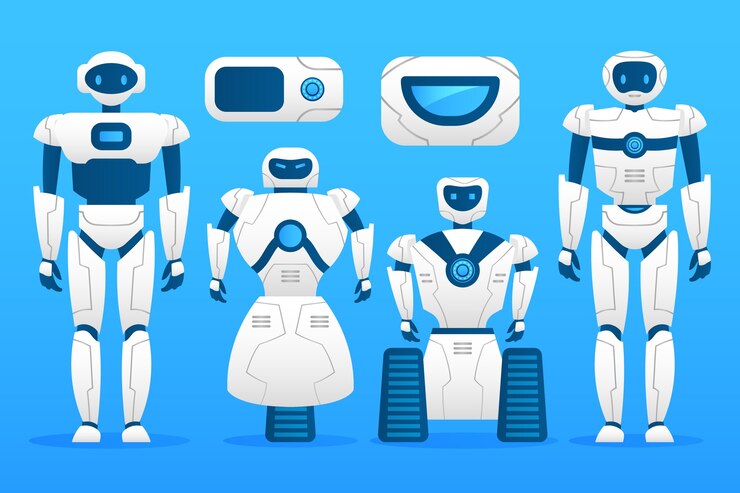 Vector Gratis gradient robot character constructor illustration