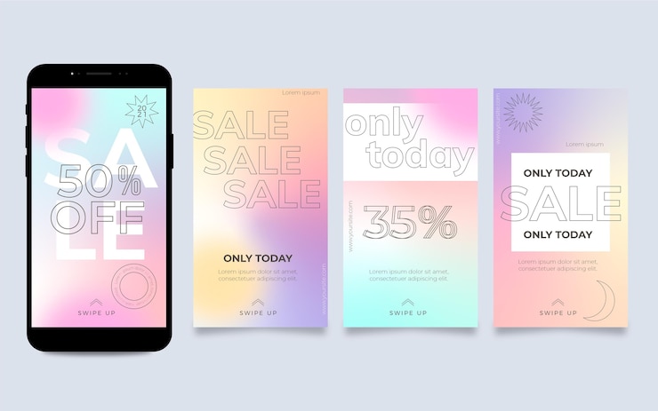 Vector Gratis gradient sale instagram story set