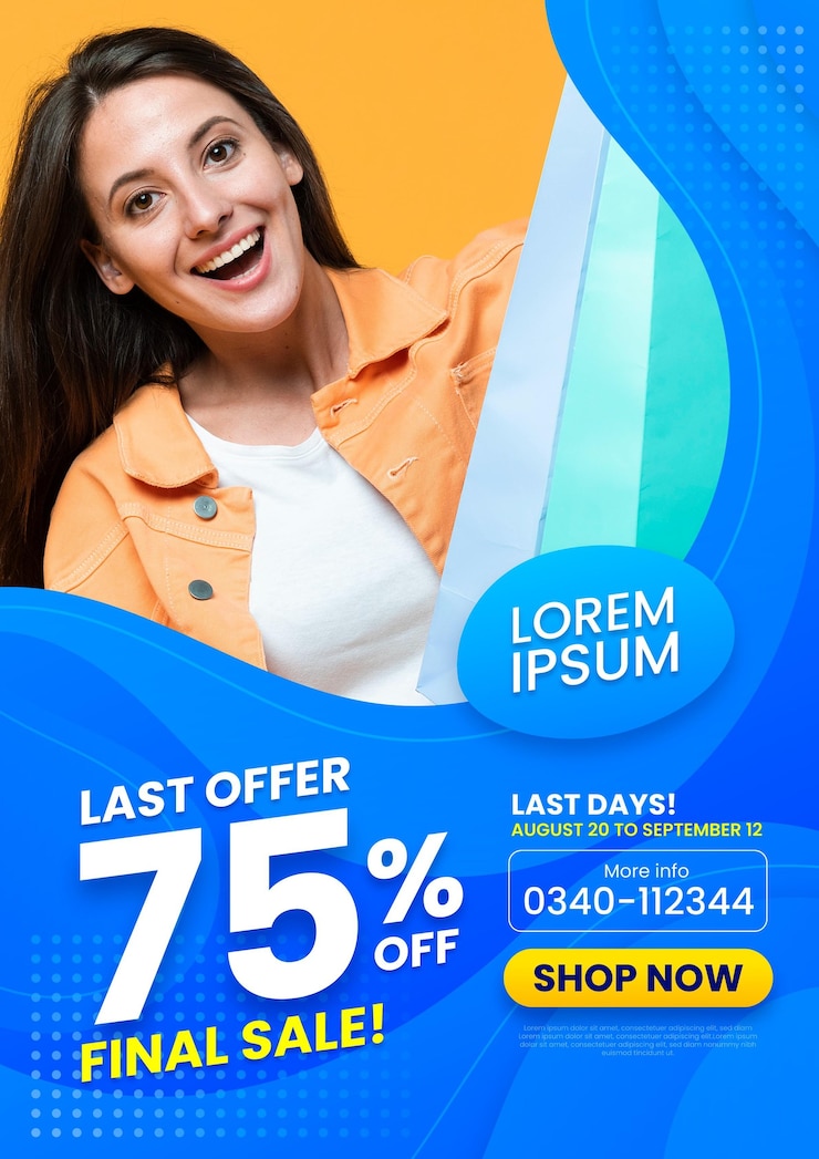 Vector Gratis gradient sales poster template with photo