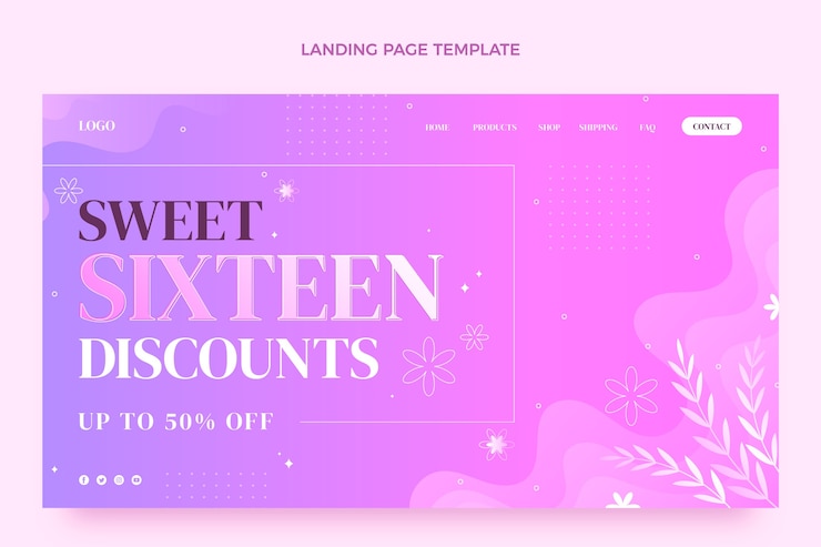Vector Gratis gradient sweet 16 landing page