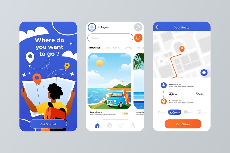 Vector Gratis gradient travel app template