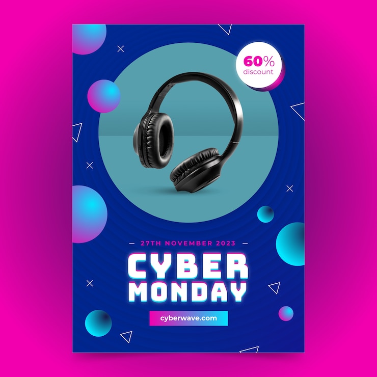 Vector Gratis gradient vertical poster template for cyber monday sale