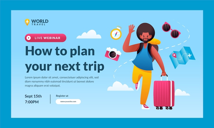 Vector Gratis gradient webinar template for travel agency